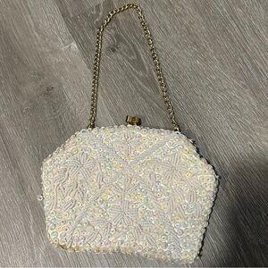 Vintage Ivory Beaded Kiss Lock Purse